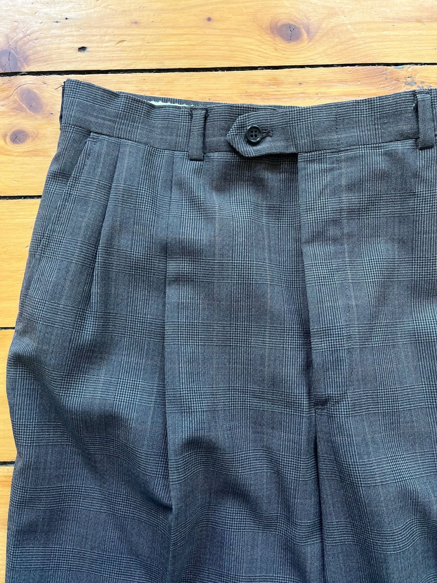 Burberrys Vtg 100% Wool Gray Plaid Suit Mitchells of Westport Union Tag 42R 36 13