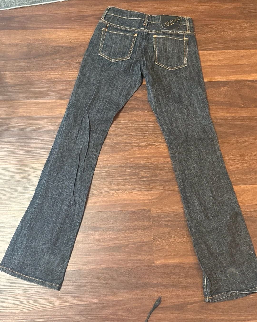 Ed Hardy by Christian Audigier (W) Dark Wash Skull and Rose Graphic Jeans Y2K 8
