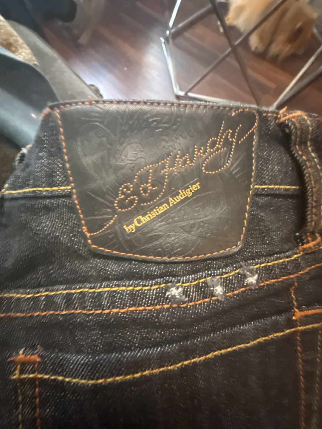 Ed Hardy by Christian Audigier (W) Dark Wash Skull and Rose Graphic Jeans Y2K 4