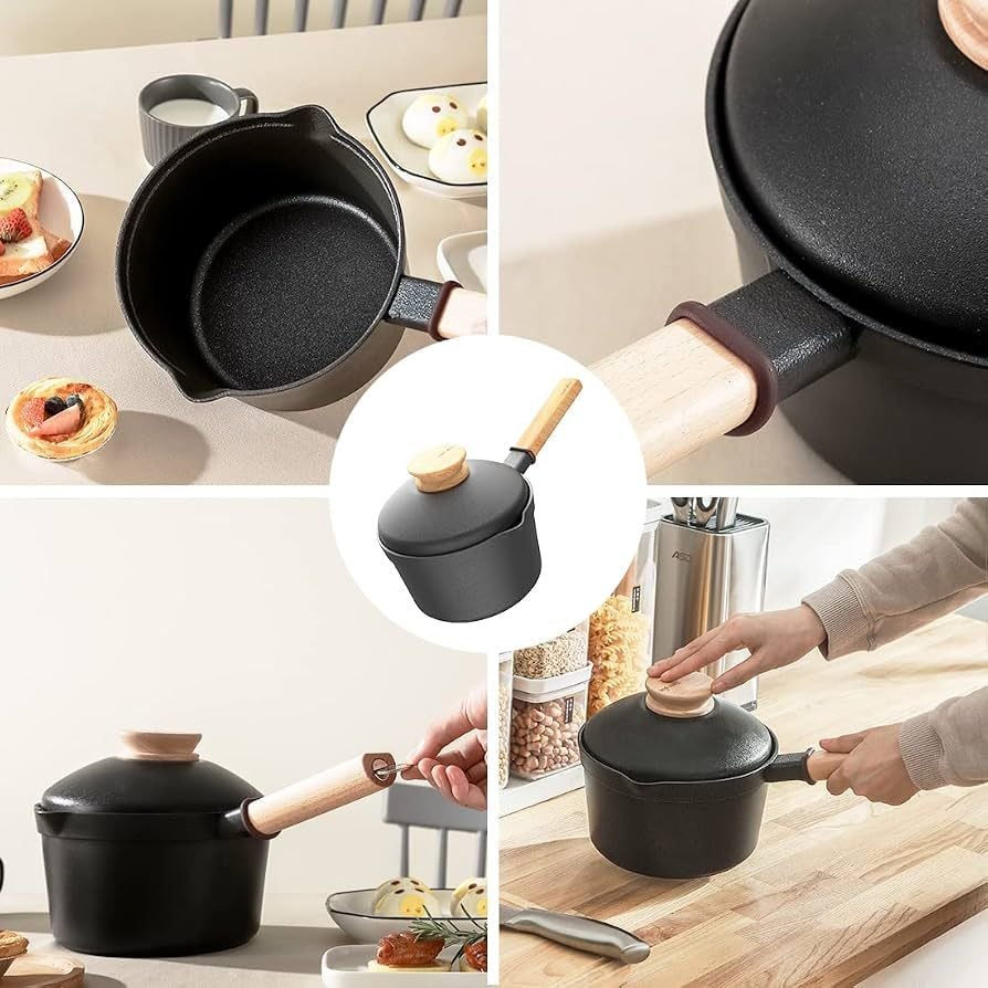 Tasteplus Non-Stick Milk Pan Saucepan with Lid and Wooden Handle 18