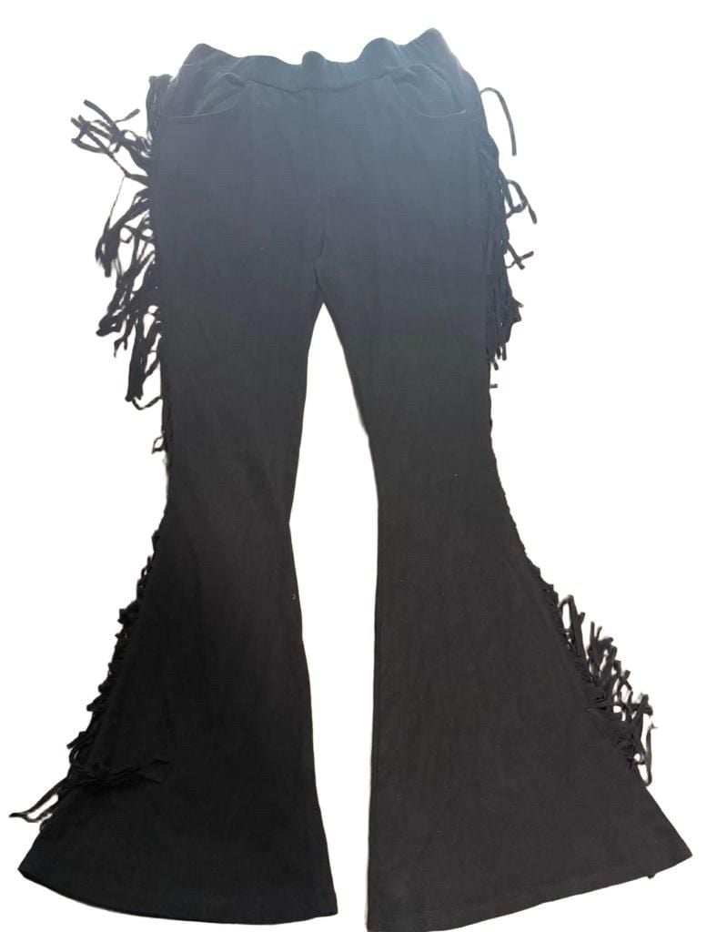 Windsor Outlaw Attitude Fringe Faux Suede Flare Pants 2