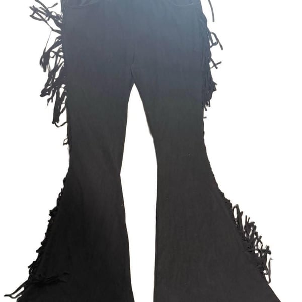 Windsor Outlaw Attitude Fringe Faux Suede Flare Pants
