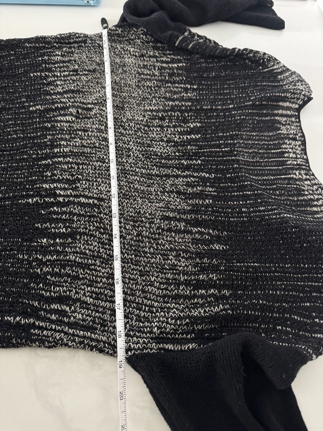 Eileen Fisher Washable Wool & Linen Blurred Stripes Pullover Sweater Black SizeL 10