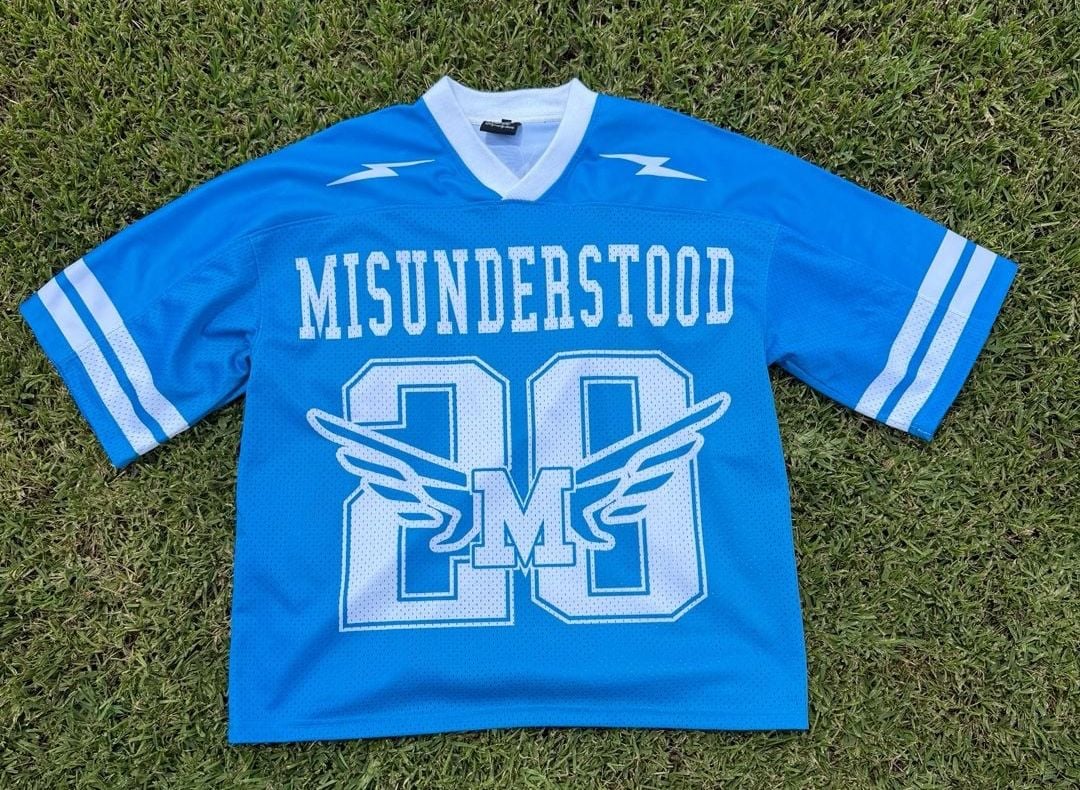 Misunderstood Est. 2020 Designed Blue Oversized Football Jersey Size XL 2