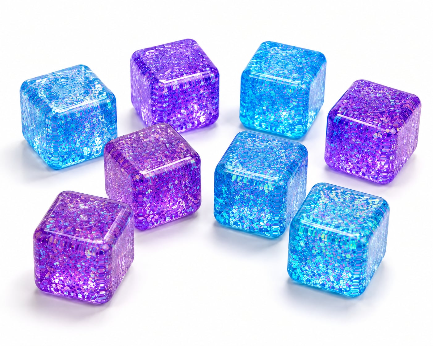 Glitter Sensory Squeeze Cubes 8 Pack Stress Relief Fidget Toys 2