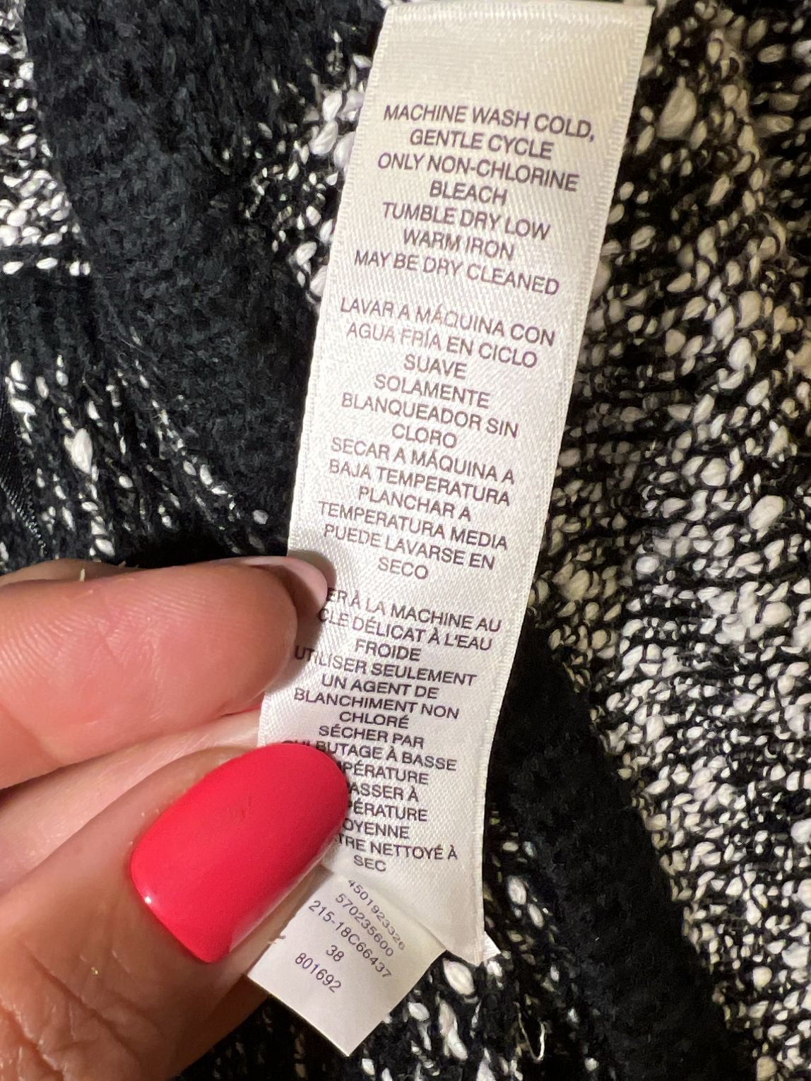 Chico's Black And White Textured Knit Open Front Cardigan Size 2 6