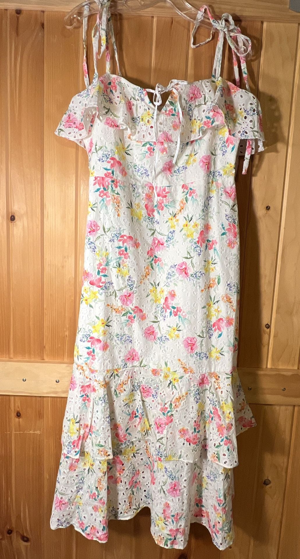 Yumi Kim San Juan Dress Mulberry Ivory Eyelet Lace Floral Midi Size 10 2