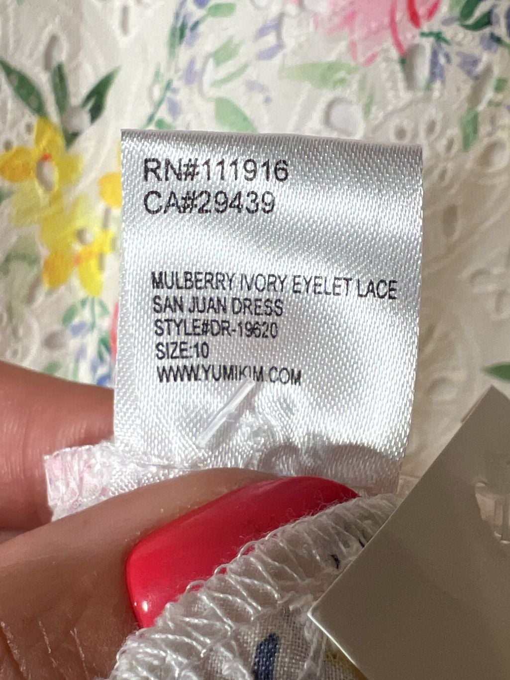 Yumi Kim San Juan Dress Mulberry Ivory Eyelet Lace Floral Midi Size 10 7
