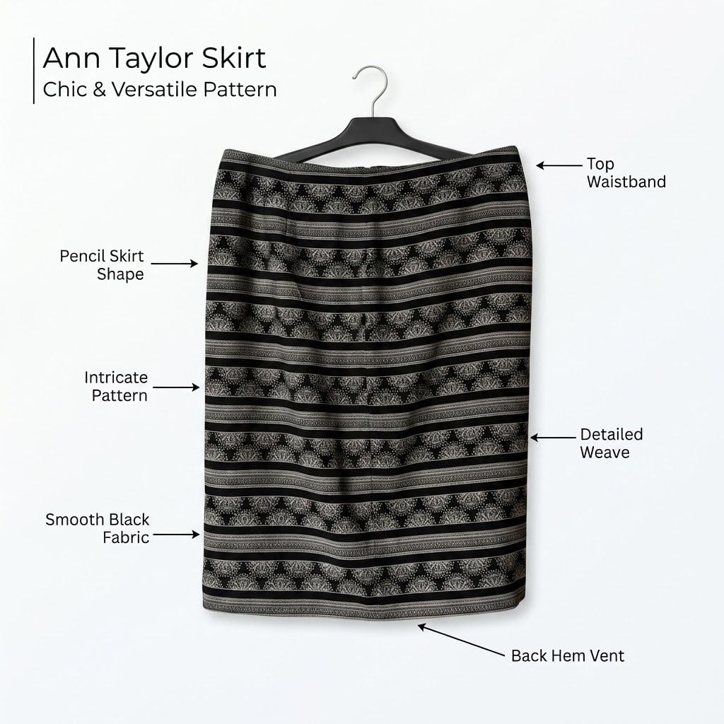 Ann Taylor Factory Black and White Patterned Striped Pencil Skirt Size 14 3
