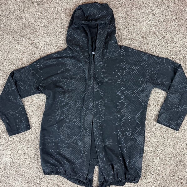 Tempo Paris Black Snake Print Hoodie Cardigan with Lace Star Back Applique