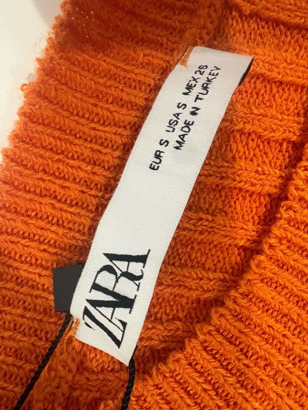 Zara Orange Ribbed Knit Long Sleeve Crop Top Sweater Size S 3