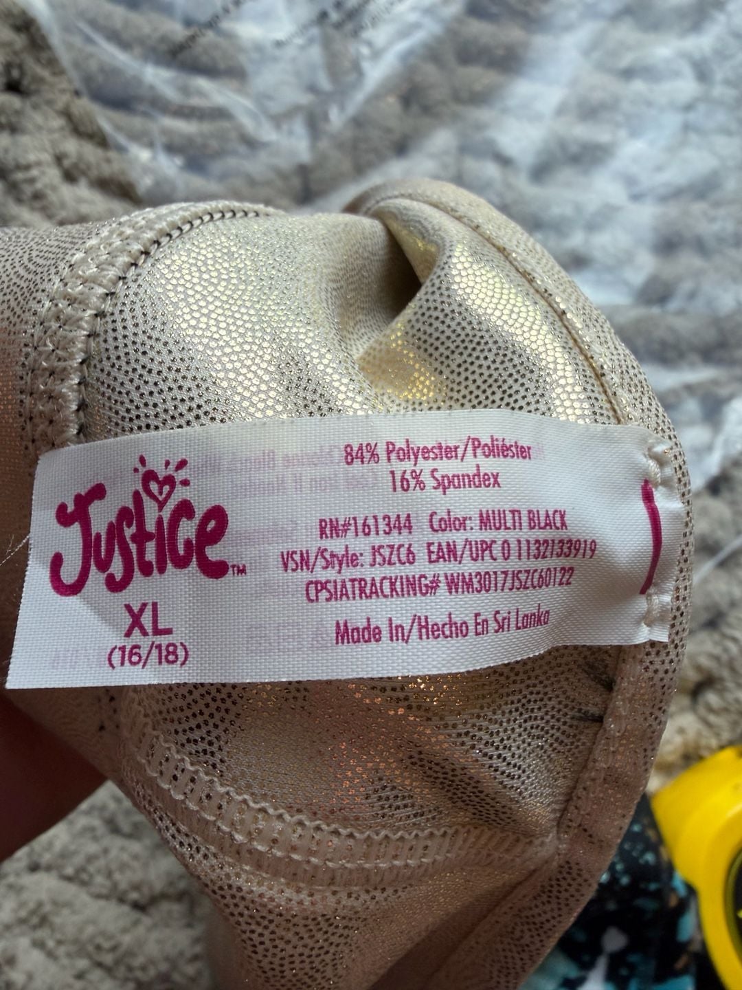 Justice Metallic Reversible FOIL Athletic Sports Bra (XL 16/18) Black Splatter Print 4