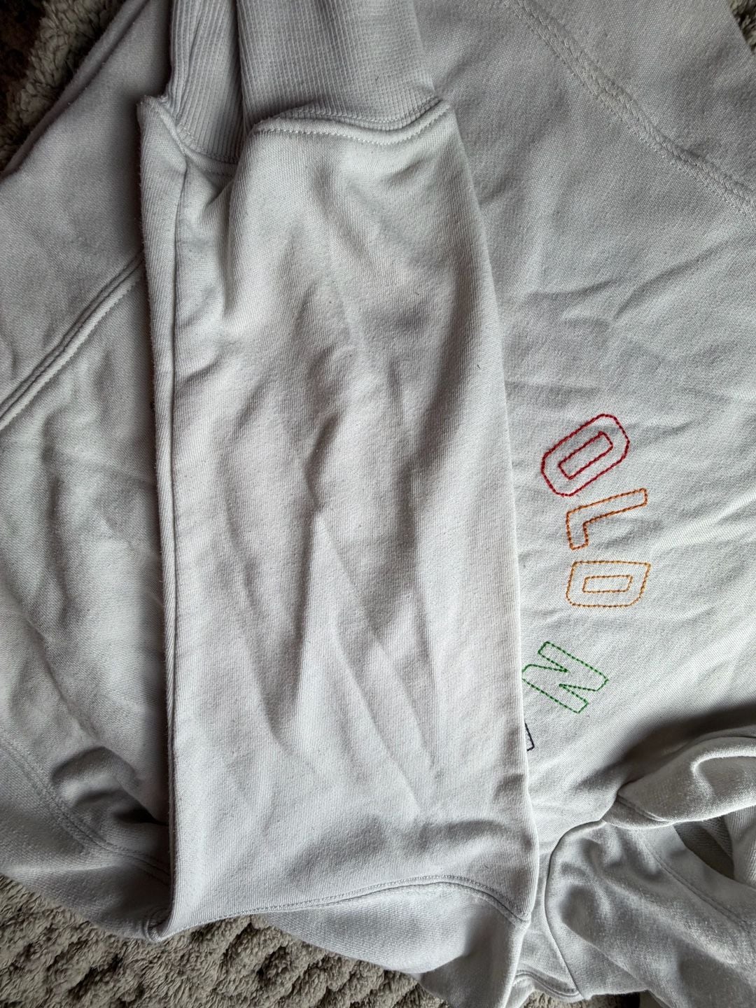 Old Navy Embroidered Hoodie, Size XL (14-16), Light Gray, Made in Cambodia, Tag You're It Collection 7