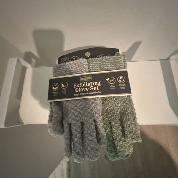 Ecoganic Exfoliating Glove Set 2 Pairs Grey and Sage Green