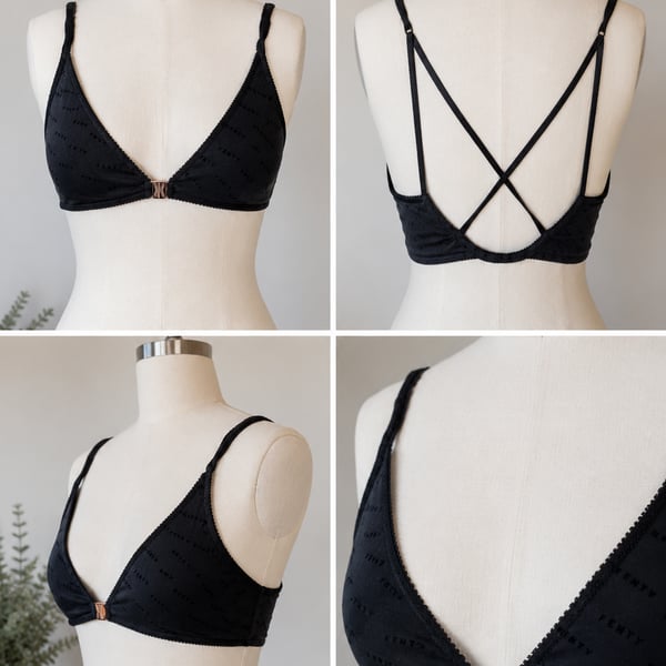 Savage X Fenty Flocked Logo Mesh Thong Panties