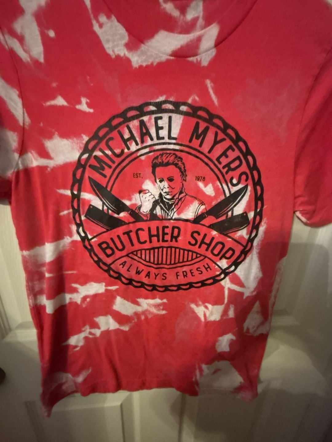 Michael Myers Butcher Shop Halloween Horror Movie Tie Dye T-Shirt 3