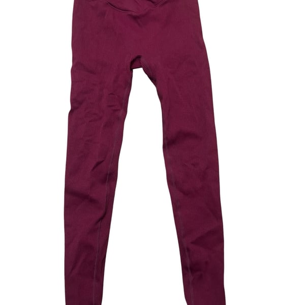 Nova Sport Ribbed Crossover High-Waisted Leggings Maroon Size M