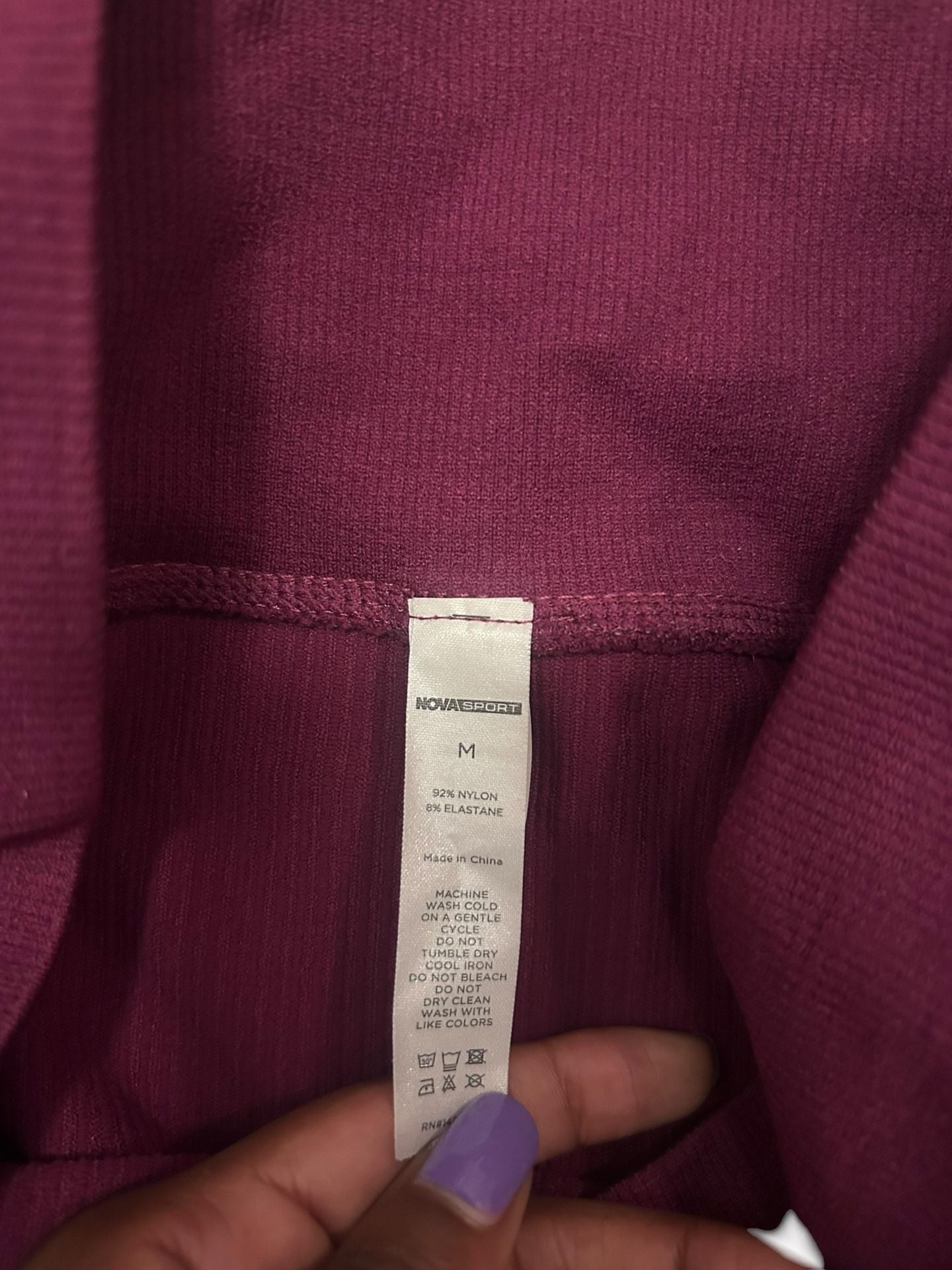 Nova Sport Ribbed Crossover High-Waisted Leggings Maroon Size M 4