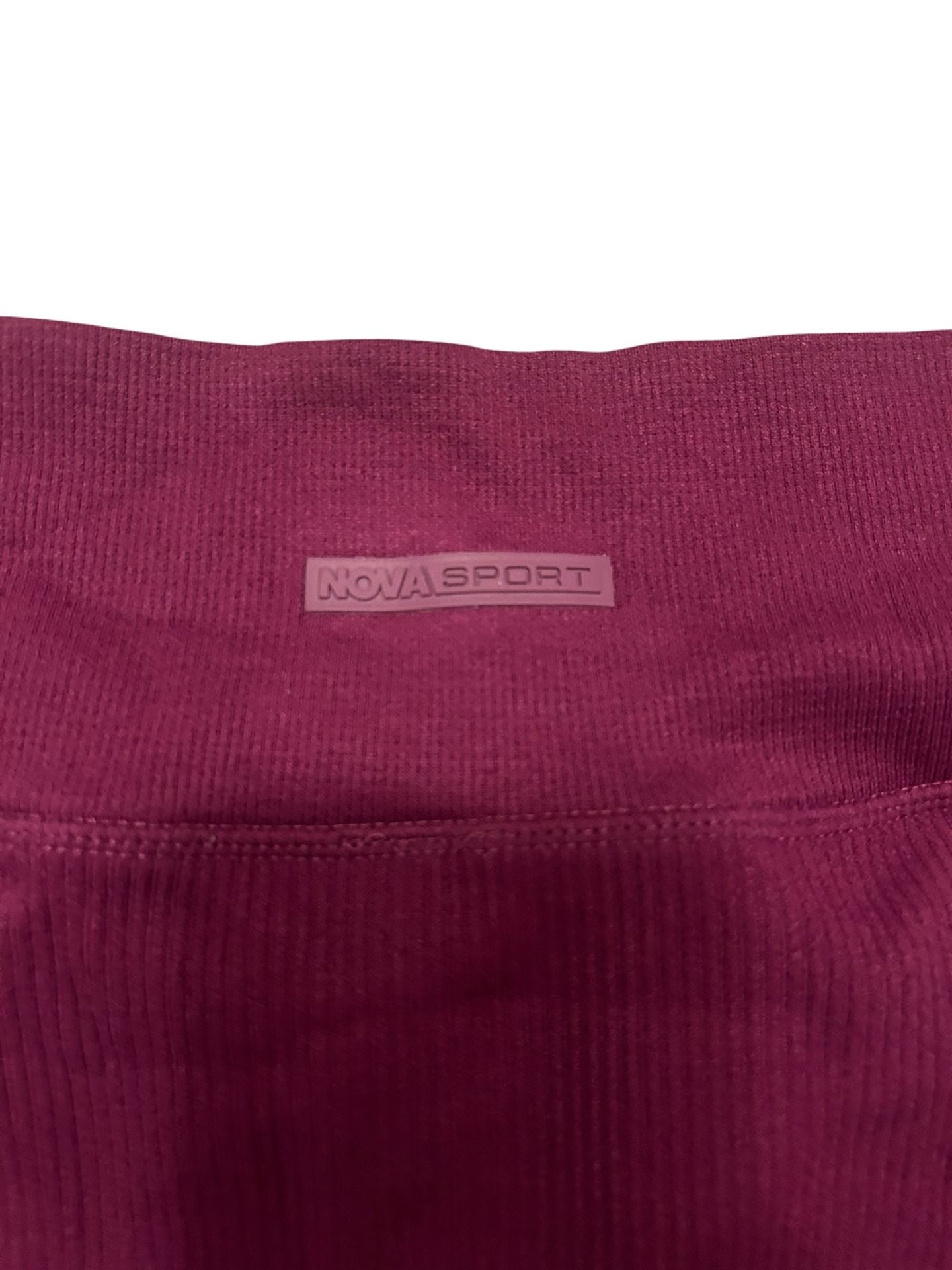 Nova Sport Ribbed Crossover High-Waisted Leggings Maroon Size M 5