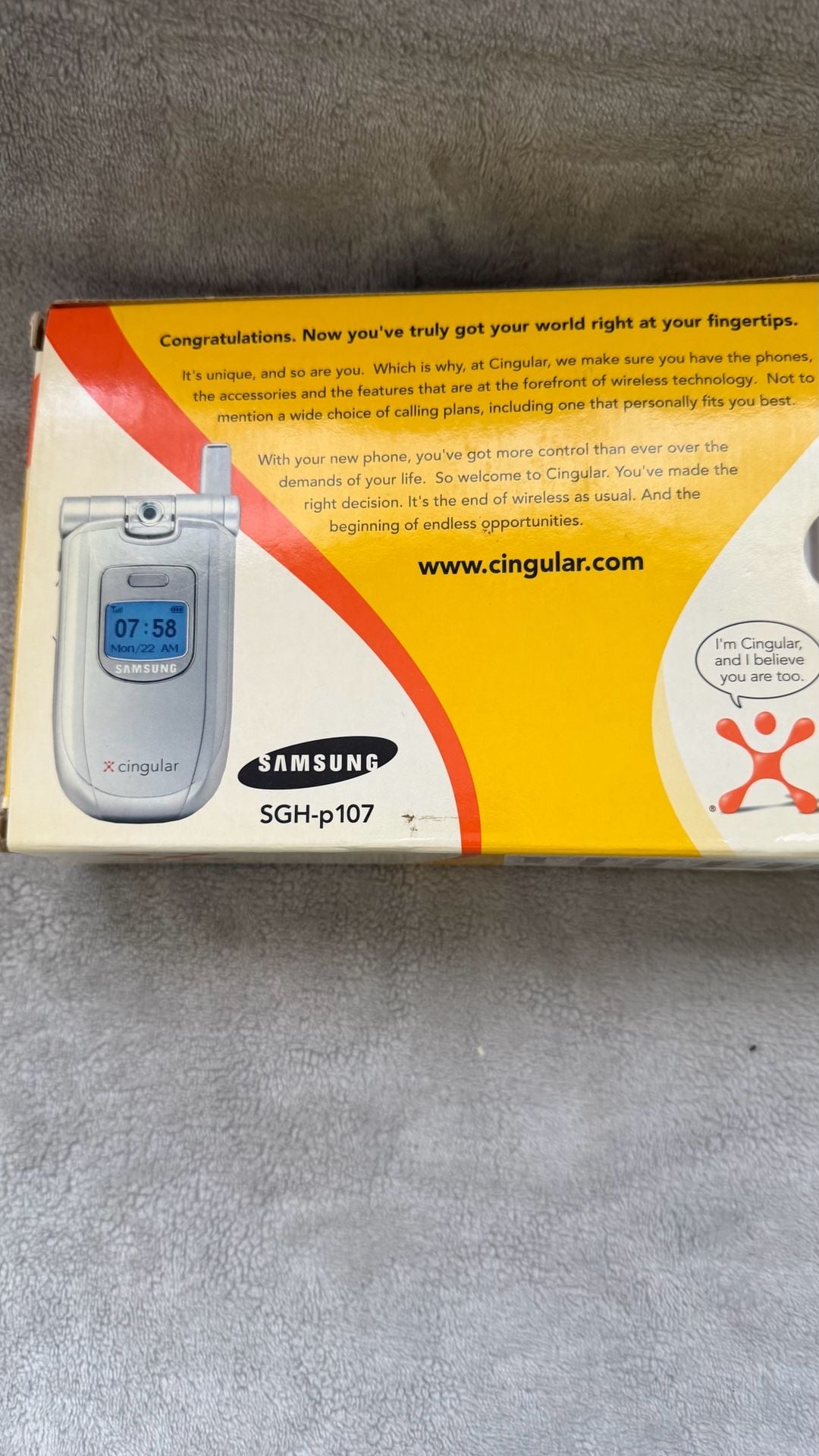 Vintage Samsung SGH-p107 Cingular Flip Phone In Original Box 2