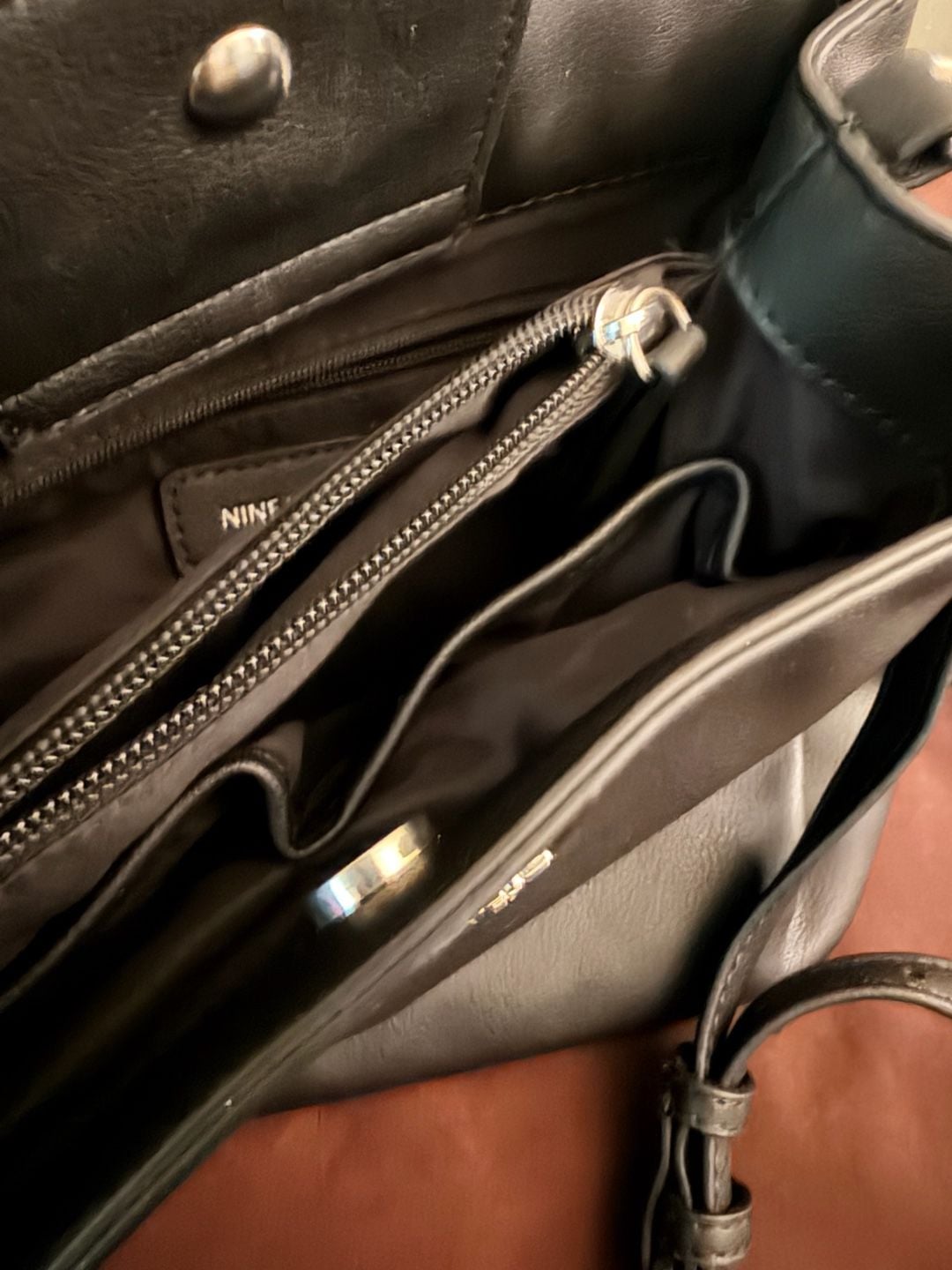 Nine West Black Faux Leather Crossbody Shoulder Bag 5
