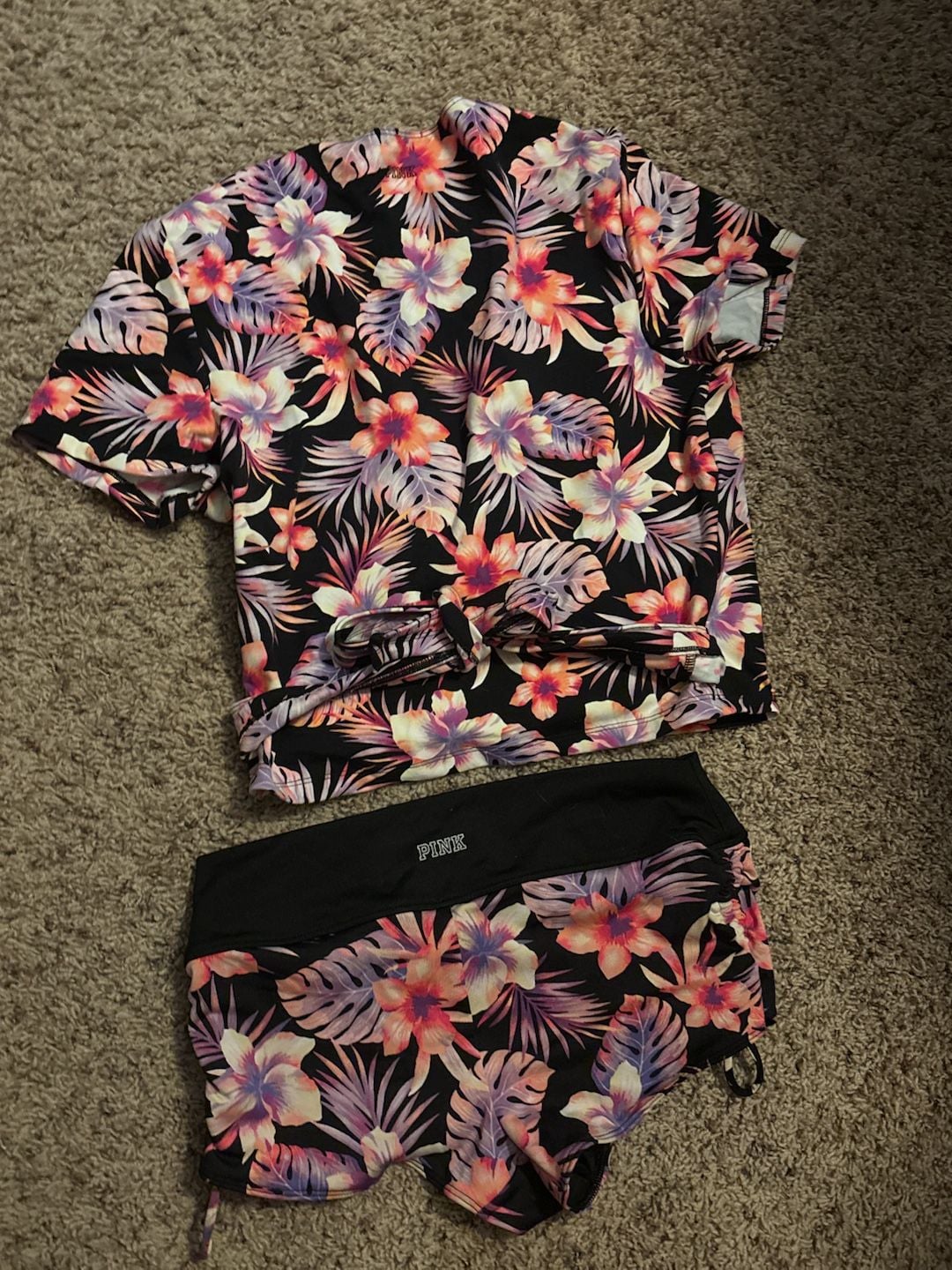 Victoria's Secret PINK Hawaiian Floral swim & sport Wrap Top and Bottoms Set 6