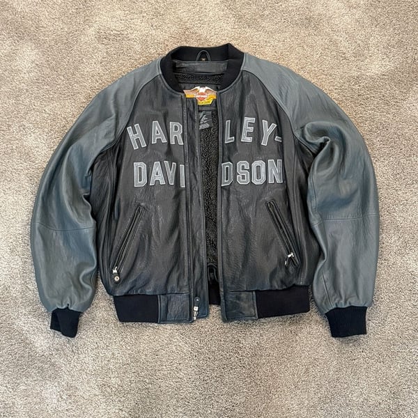 Vintage 2003 Harley Davidson 100th Anniversary Genuine Leather Bomber Jacket M