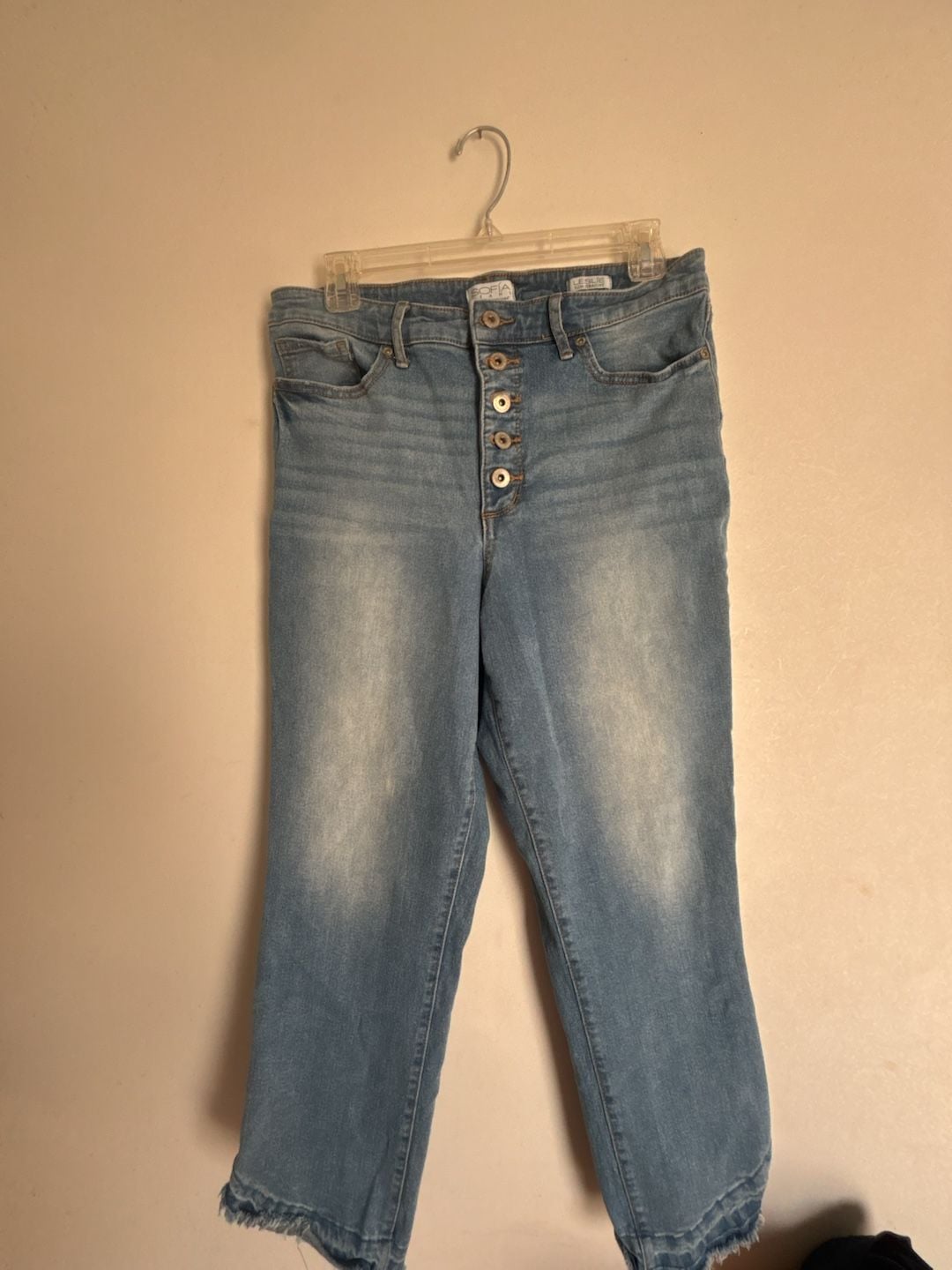 Sofia Jeans by Sofia Vergara Leslie Slim Straight Frayed Hem Jeans Sz 10 2