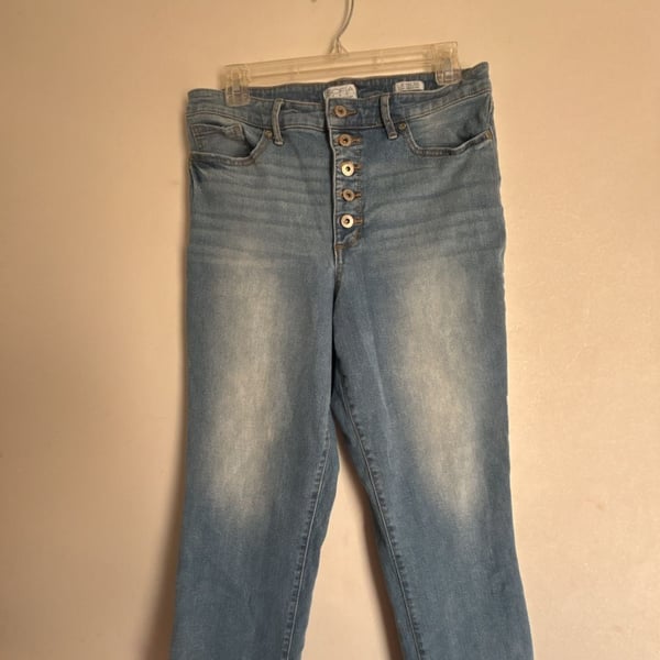 Sofia Jeans by Sofia Vergara Leslie Slim Straight Frayed Hem Jeans Sz 10