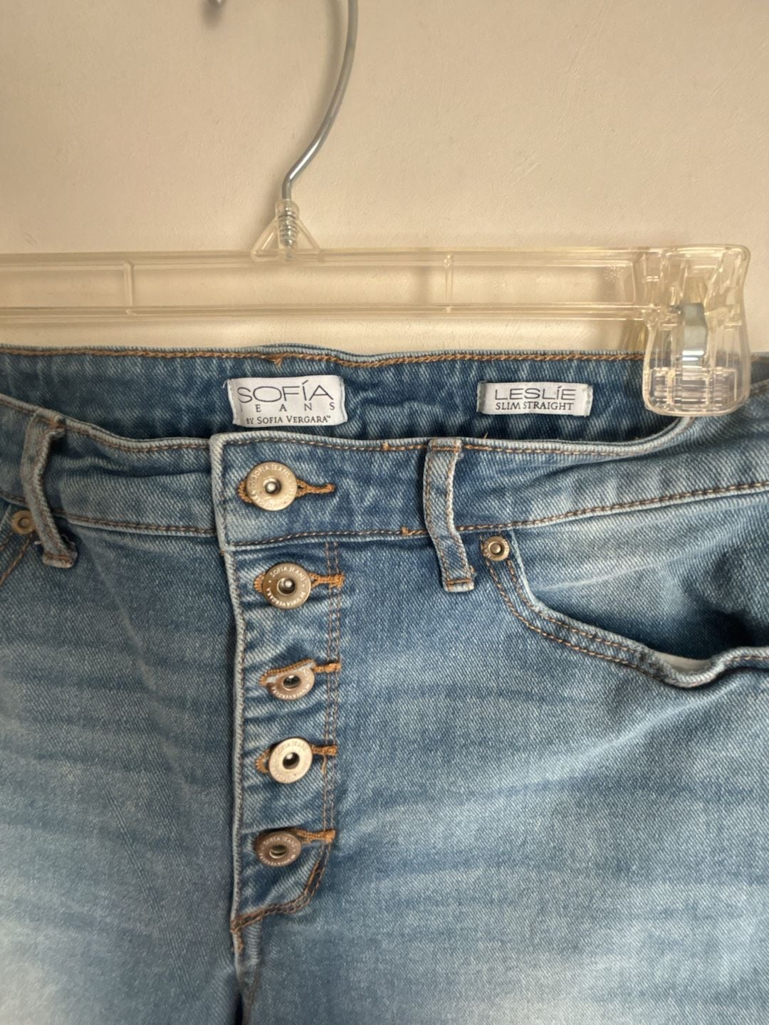 Sofia Jeans by Sofia Vergara Leslie Slim Straight Frayed Hem Jeans Sz 10 3