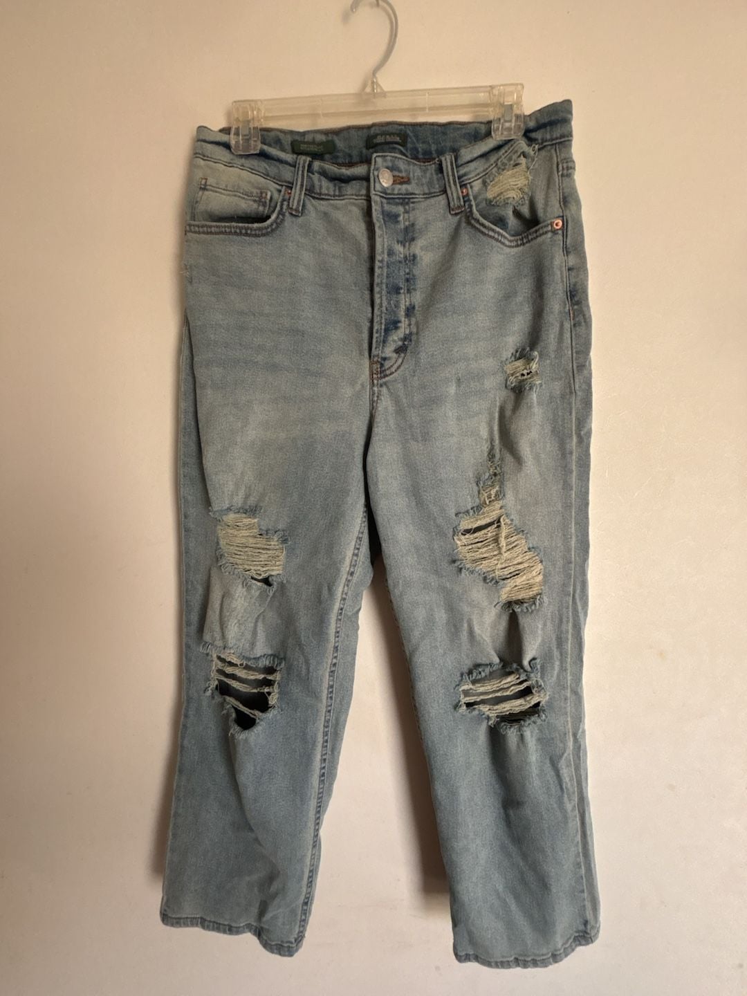 Wild Fable Highest Rise Straight Distressed Light Wash Jeans Sz 12 2