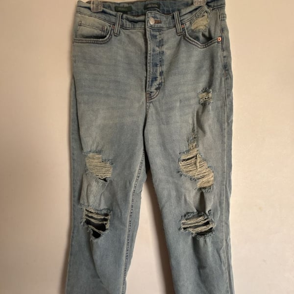 Wild Fable Highest Rise Straight Distressed Light Wash Jeans Sz 12