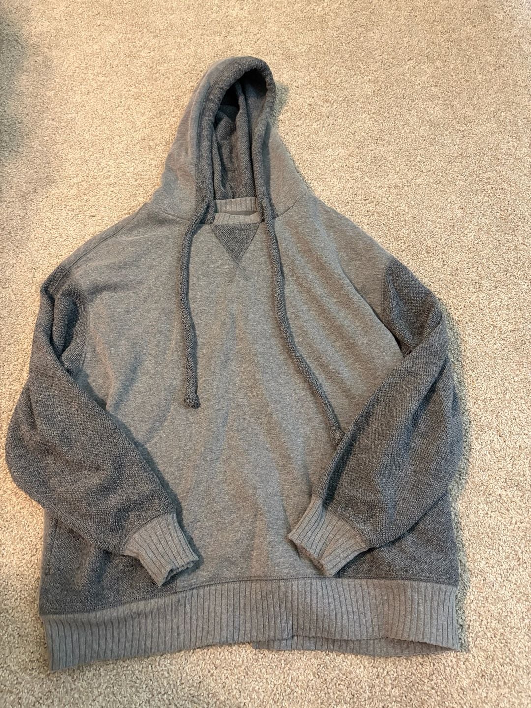 Aerie Gray Textured Knit Pullover Hoodie Sweatshirt Size XS 2