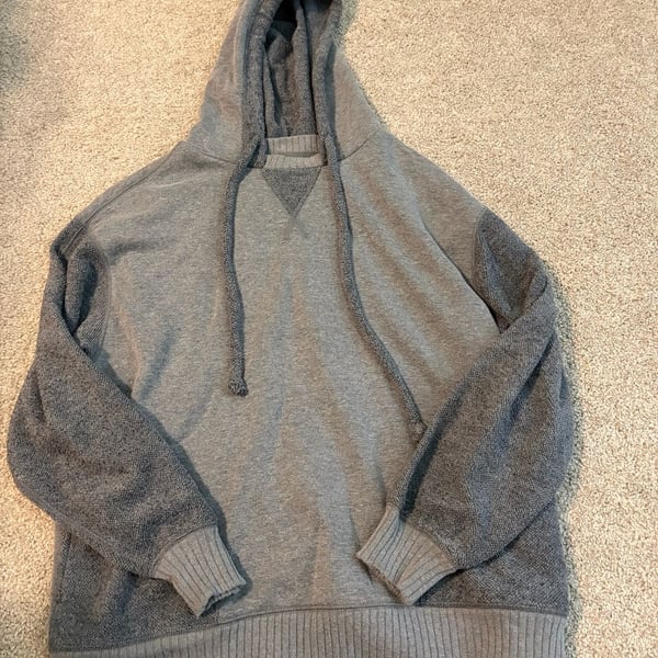 Aerie Gray Textured Knit Pullover Hoodie Sweatshirt Size XS