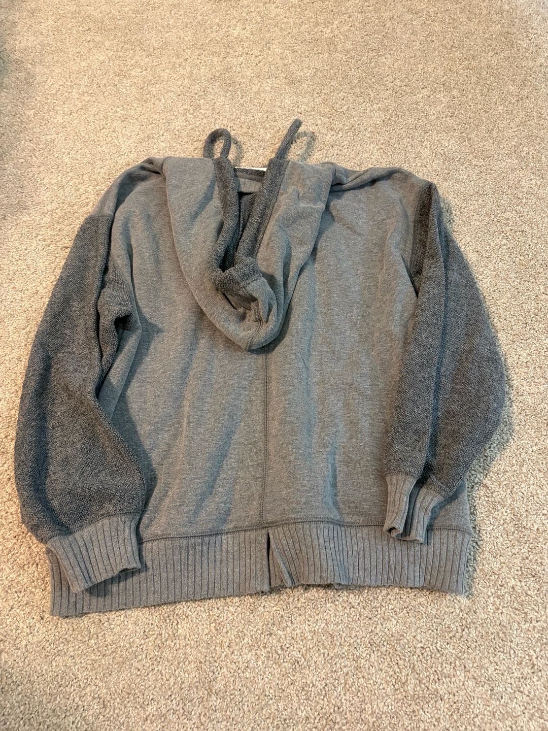 Aerie Gray Textured Knit Pullover Hoodie Sweatshirt Size XS 3