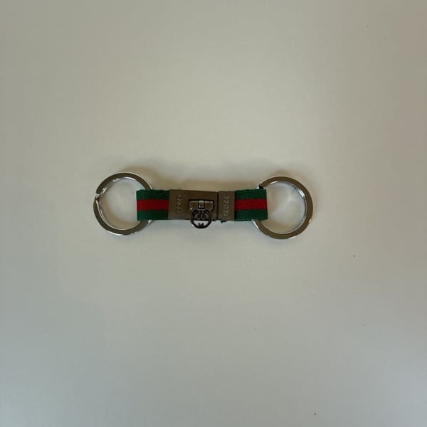 Gucci Web Stripe Push-Lock Keychain Key Fob