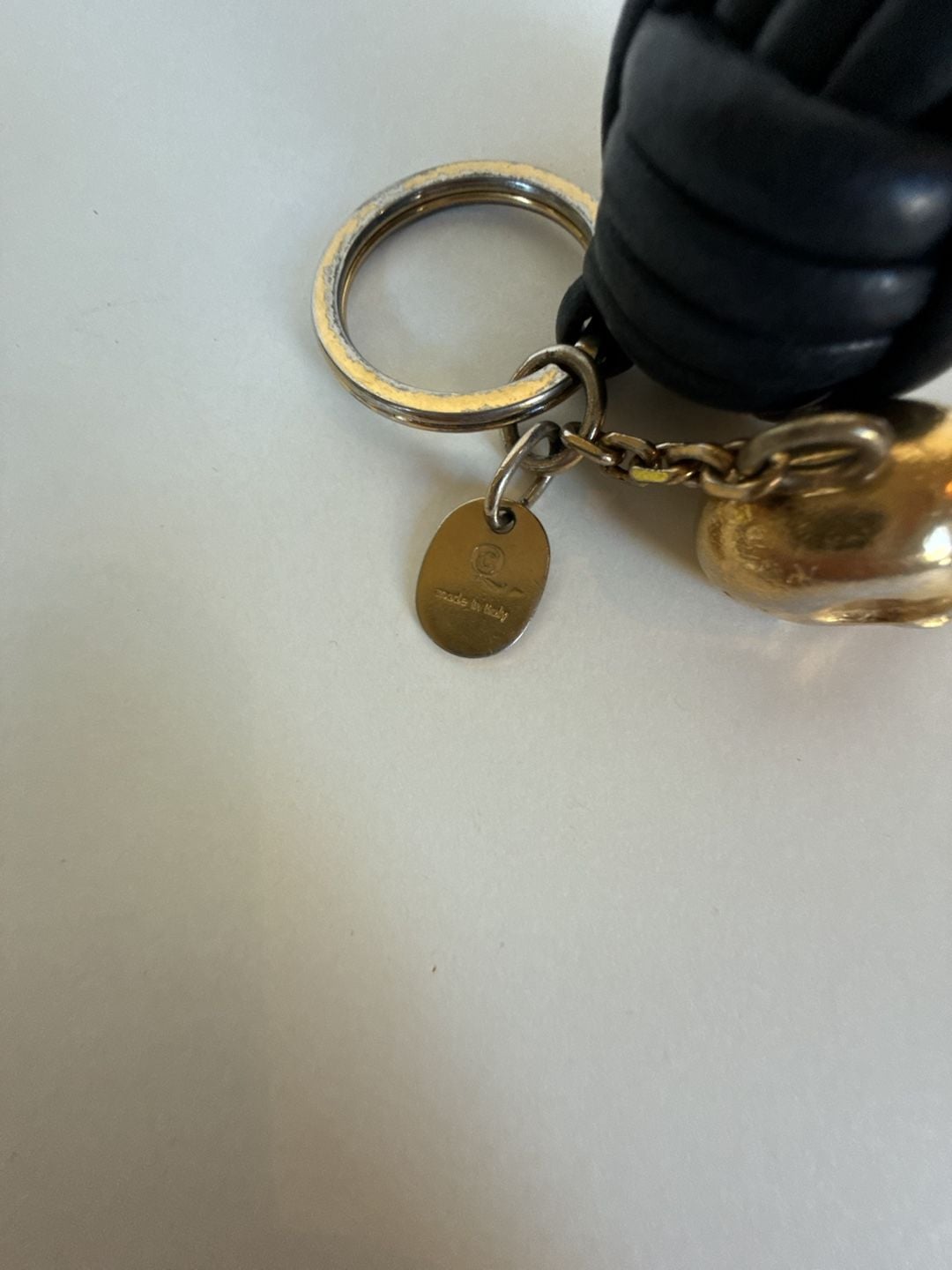 Alexander McQueen Black Leather Knot and Gold Skull Keyring Charm 2