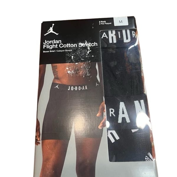Jordan Flight Cotton Stretch Men's 2-Pack Boxer Briefs Black Medium JM0623-023