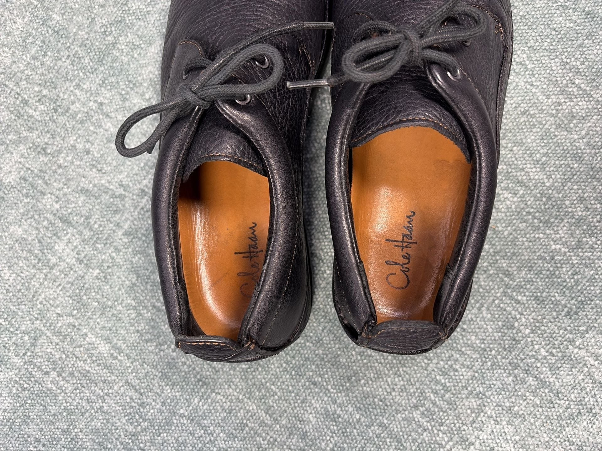 Cole Haan Nike Air Black Pebbled Leather Lace-Up Oxford Shoes Size 10 8