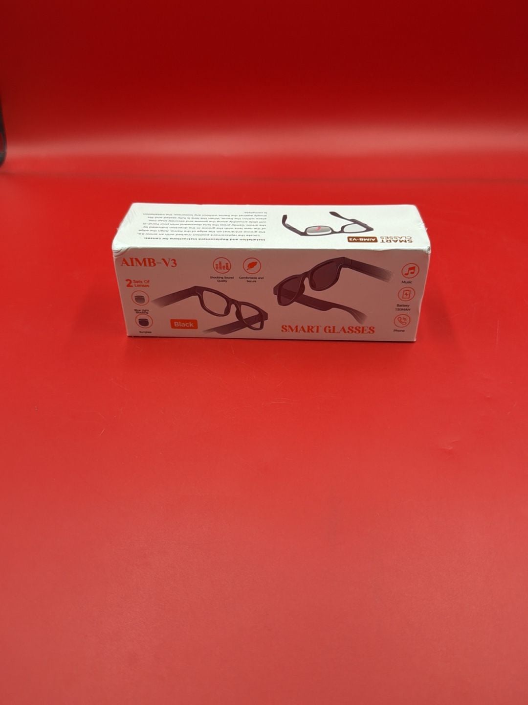 AIMB-V3 Smart Glasses Bluetooth Audio Music Hands-Free Calls Black 1