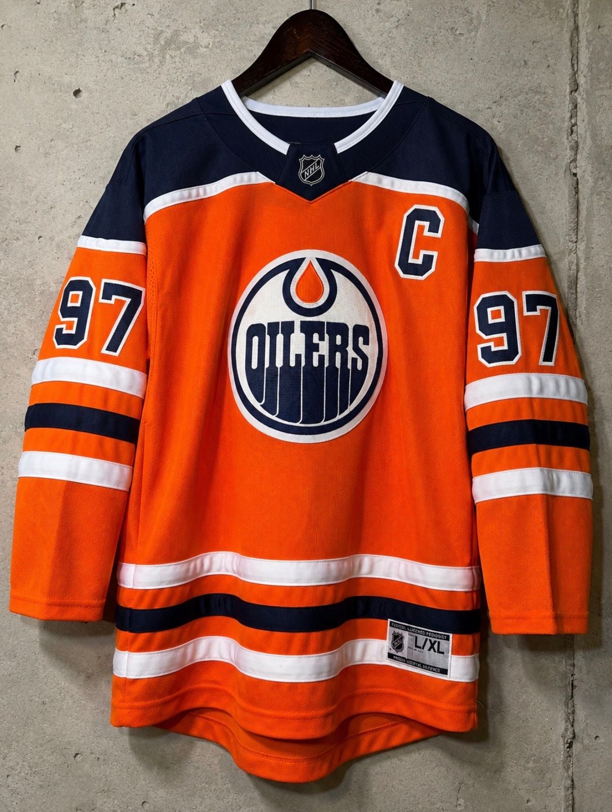 NHL Edmonton Oilers Connor McDavid #97 Orange Home Replica Hockey Jersey Size L/XL 2