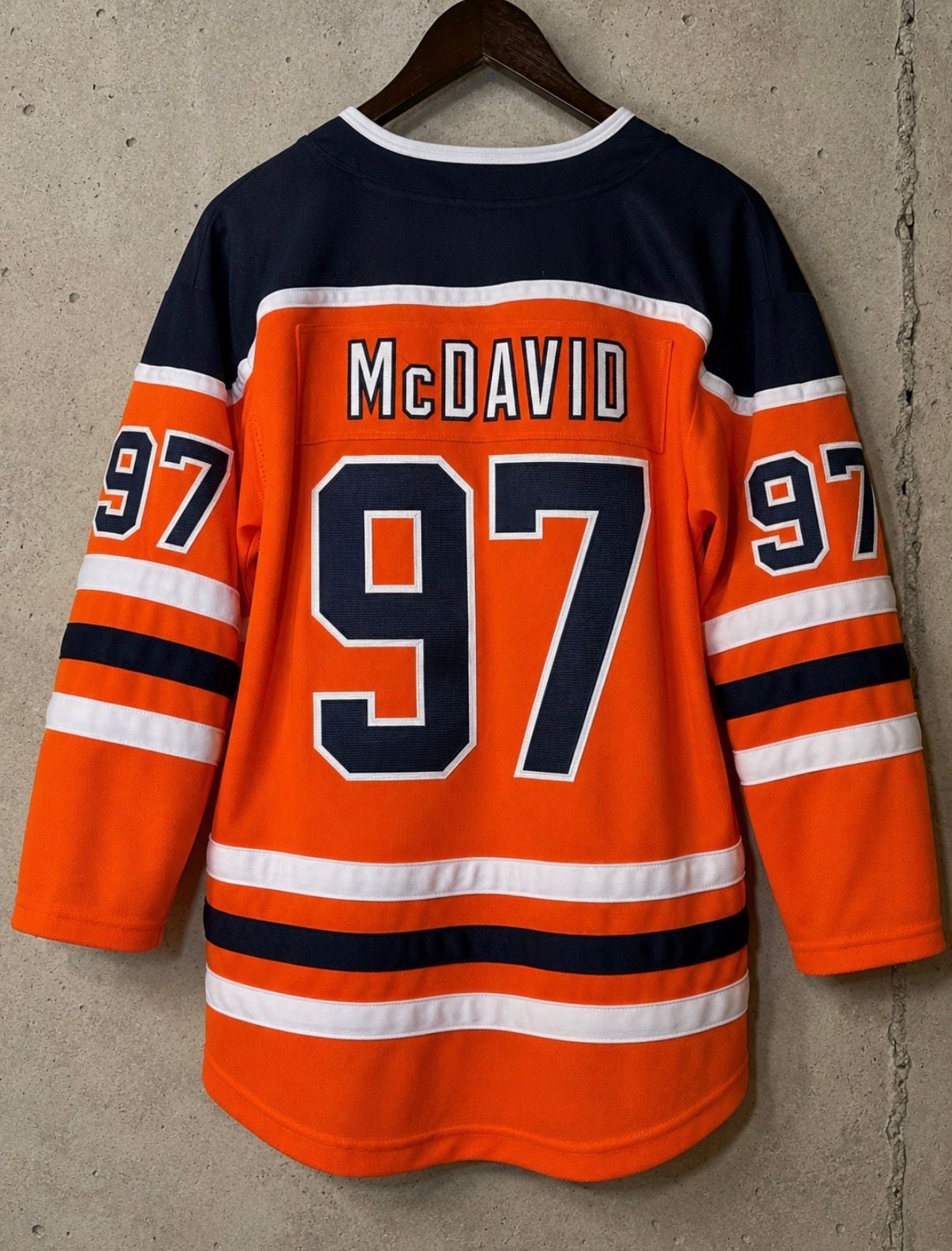 NHL Edmonton Oilers Connor McDavid #97 Orange Home Replica Hockey Jersey Size L/XL 4