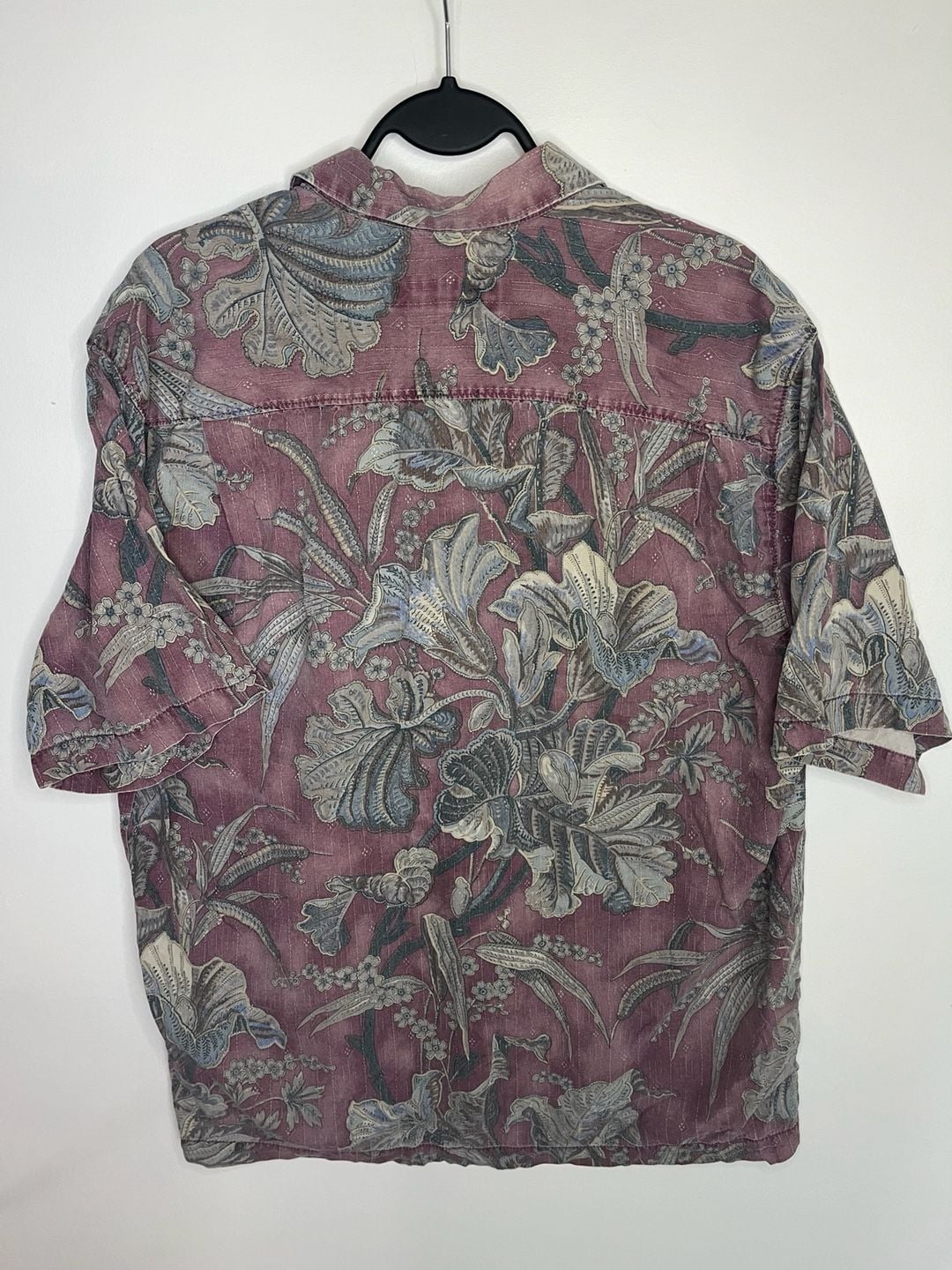 Tommy Bahama Silk Floral Tropical Print Short Sleeve Camp Shirt Plum Blue Ivory 7