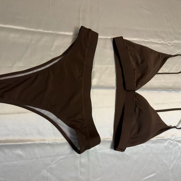 Unbranded Brown Triangle Bikini Set Bathing Suit Swimwear. Medium