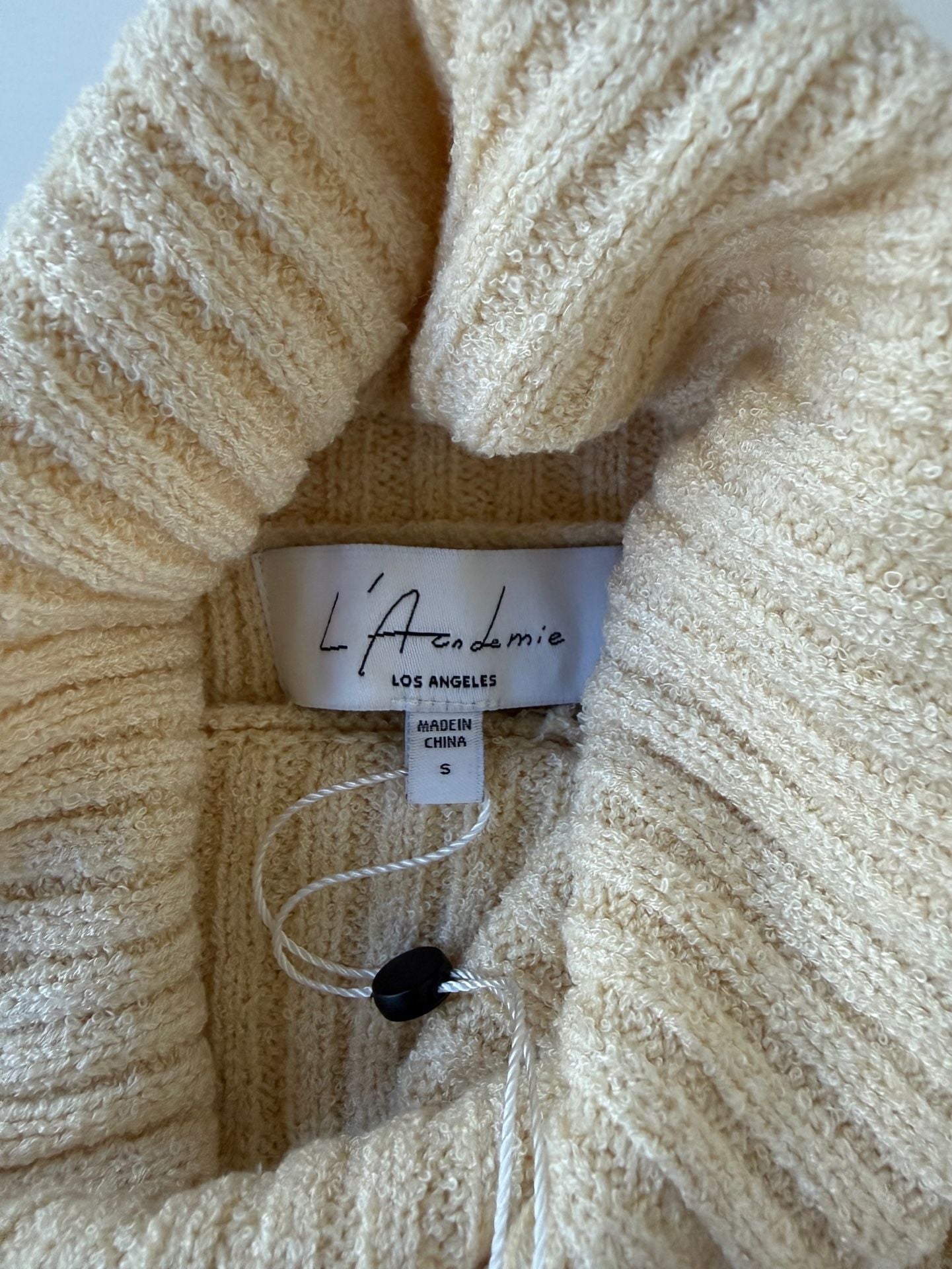 NWT L'Academie Cream Ribbed Knit Cropped Turtleneck Sweater 4