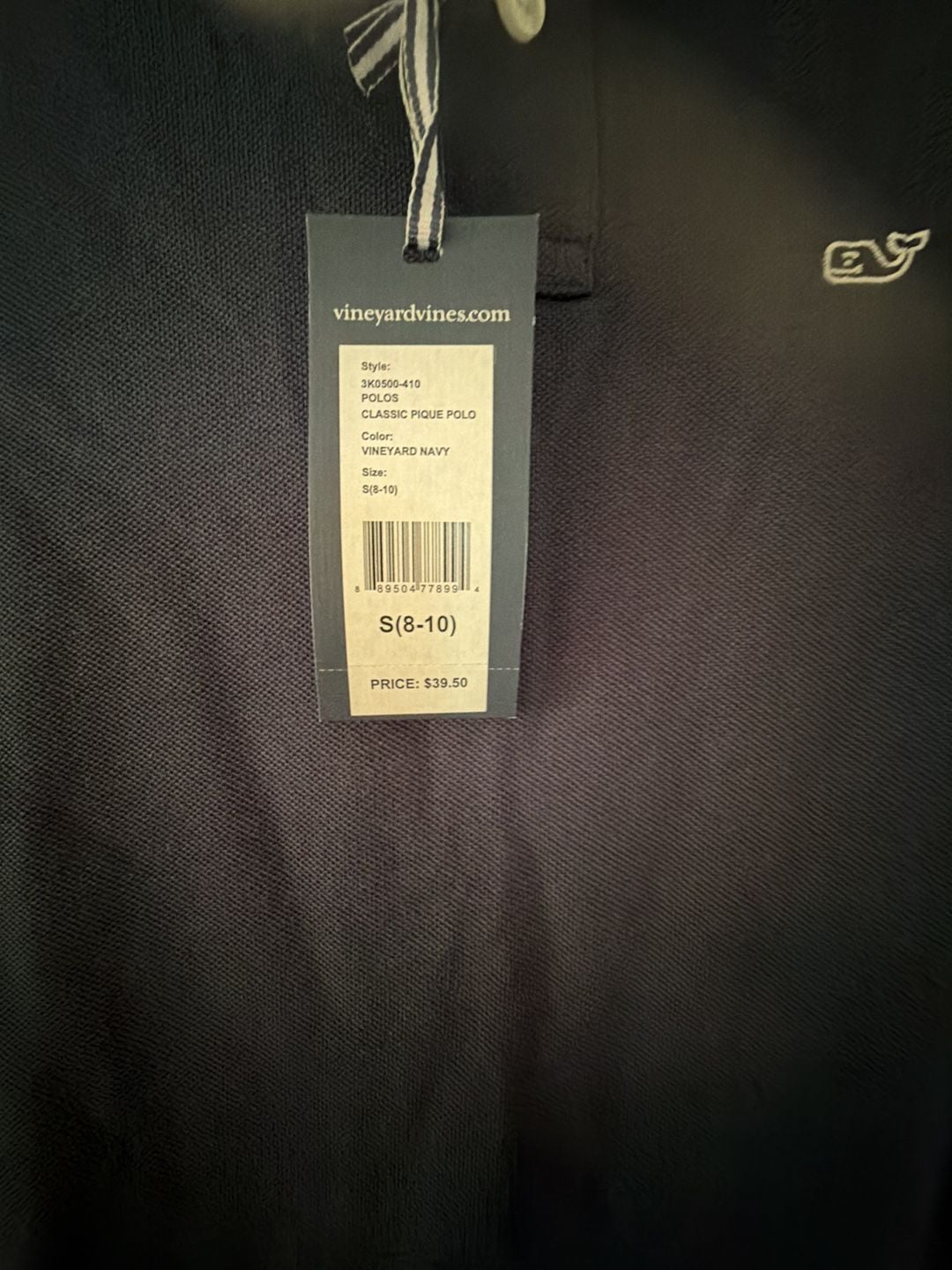 vineyard vines Classic Pique Polo Navy Size S (8-10) NWT 3
