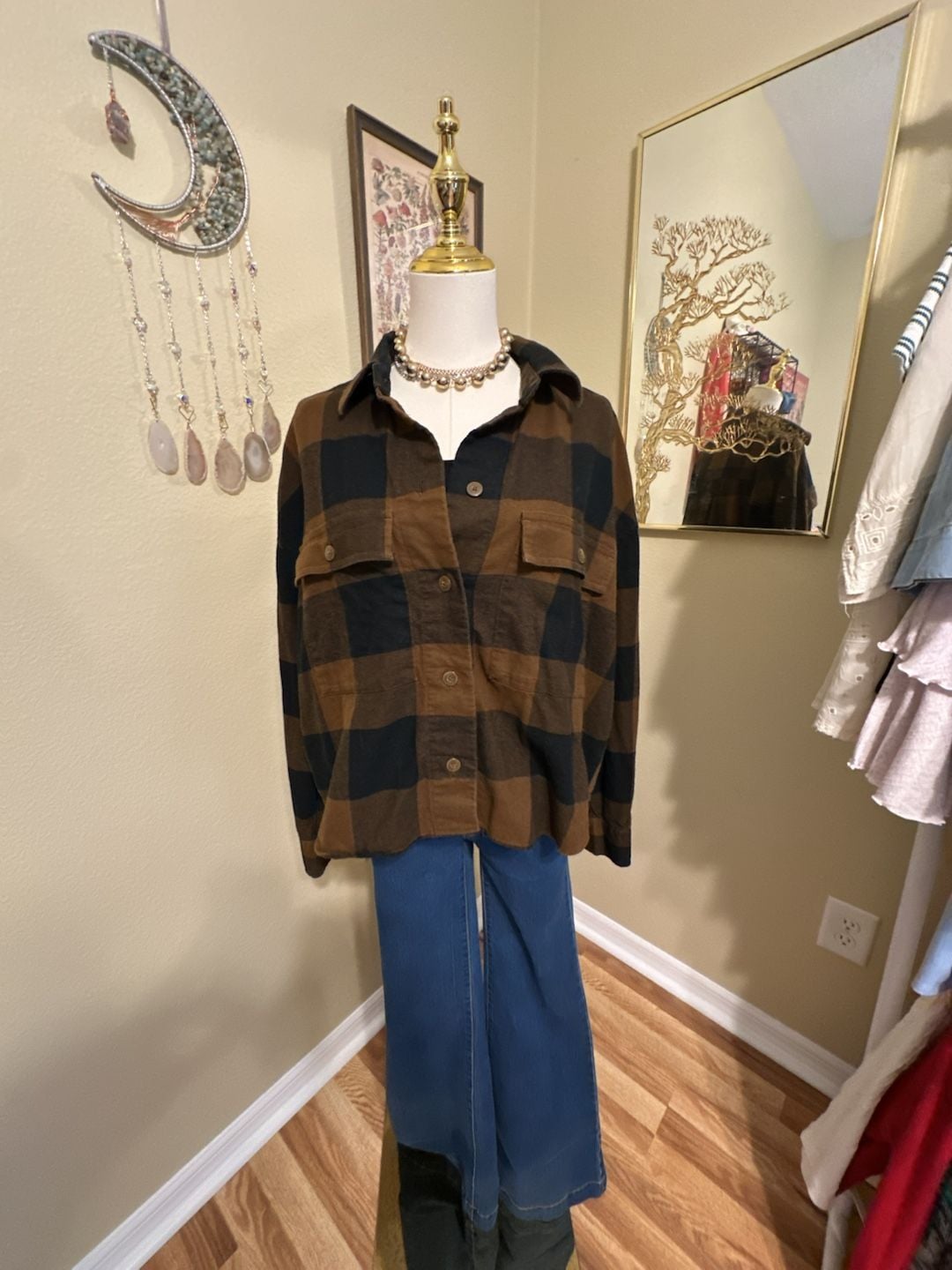 Banana Republic Brown and Black Buffalo Plaid Flannel Shirt Medium 7