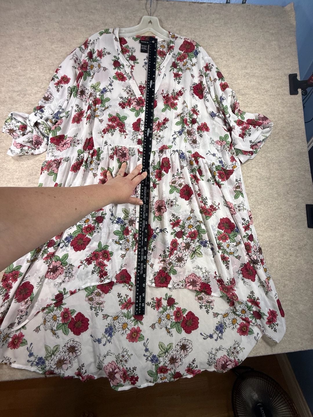 Torrid Women's Floral Print Chiffon Button-Front High-Low Blouse 8