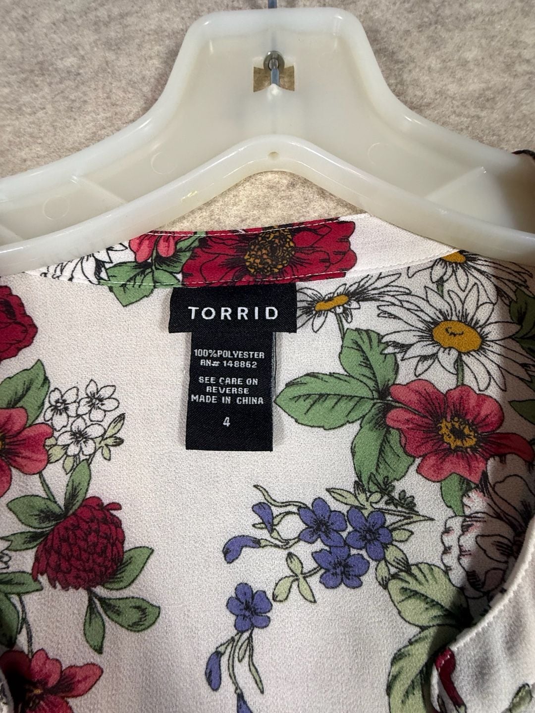 Torrid Women's Floral Print Chiffon Button-Front High-Low Blouse 11