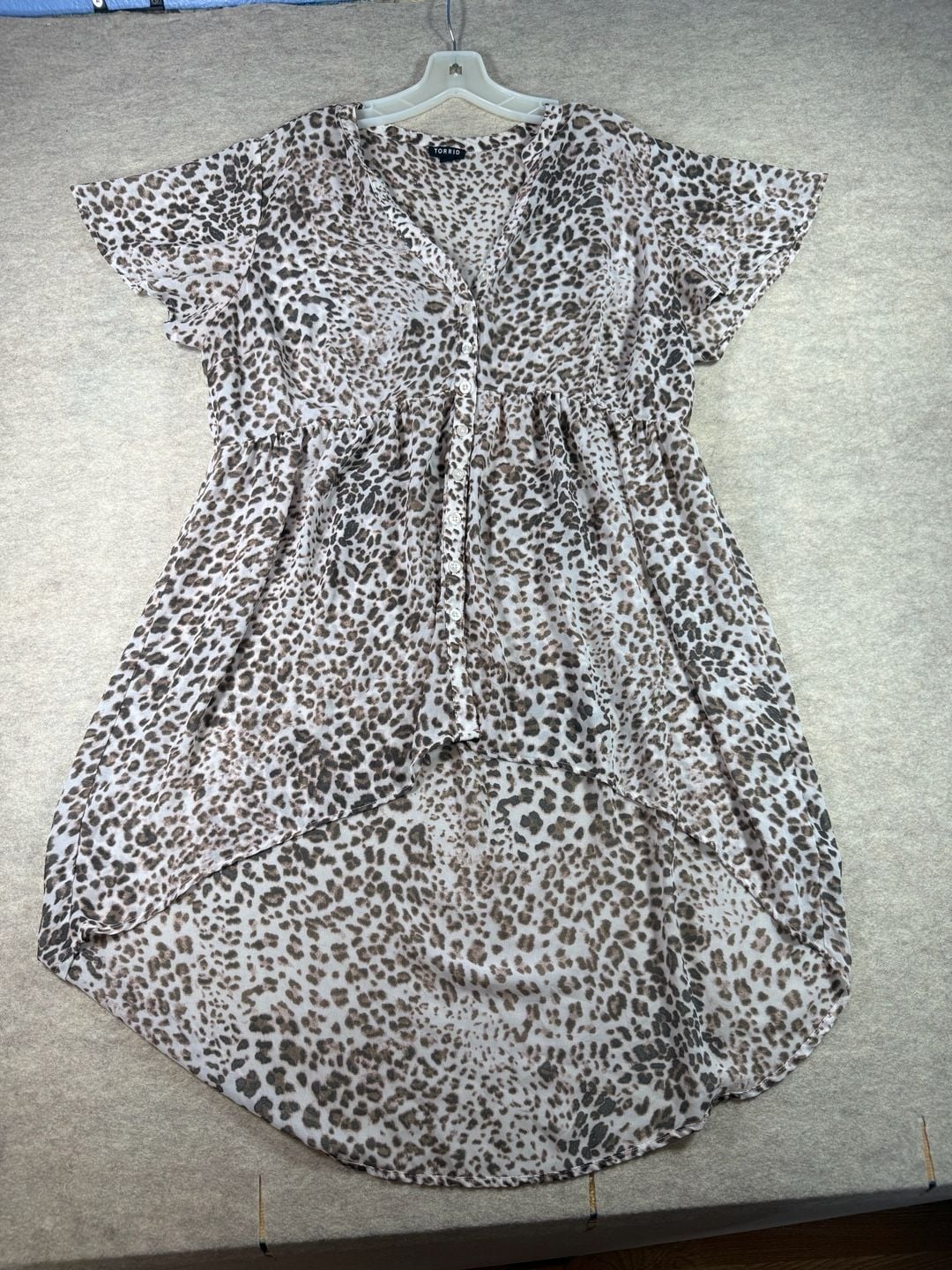 Torrid Lexie Babydoll Chiffon Tunic Top in Leopard Print 6